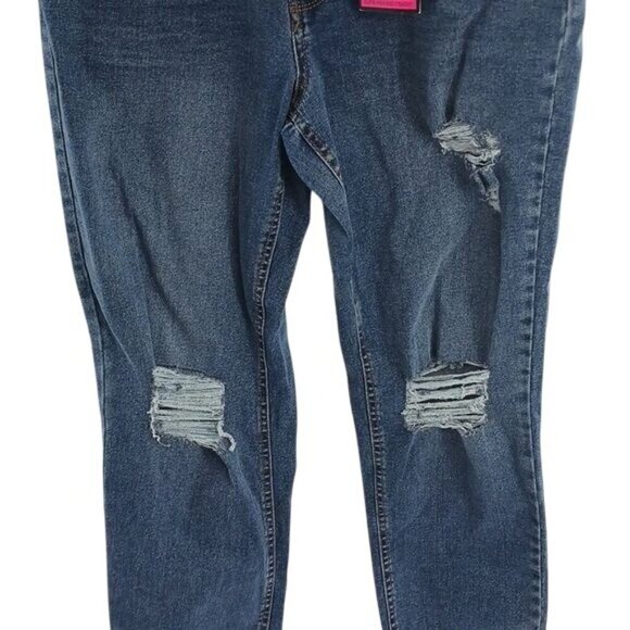 No Boundaries Womens Jeans Super High Rise Straight Distressed Denim - Picture 4 of 14